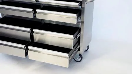 Kinbox Garagenschrank aus Edelstahl, Werkzeugkasten mit 10 Schubladen